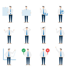 Fototapeta na wymiar Set of young male businessman vector illustration in various poses