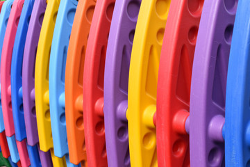 Сhildren's playground with colored plastic sections