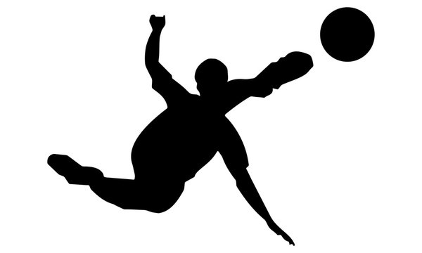 silhouette action of the player kicked the ball drift.