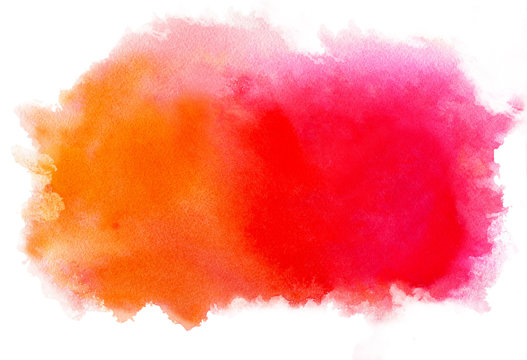 Watercolor abstract pink-red-orange spot. Isolated