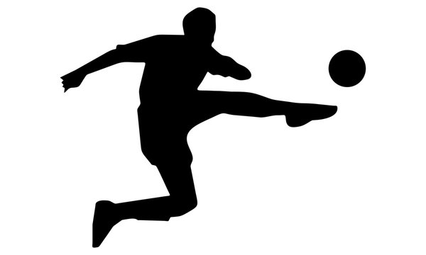 silhouette of the player kicked the ball with the right foot