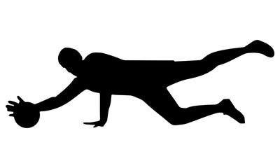 the silhouette of the goalkeeper