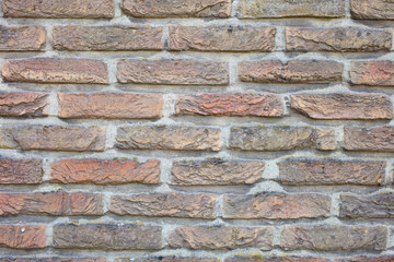 old wall of red bricks, background.