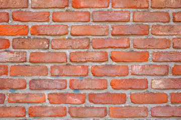 old wall of red bricks, background.