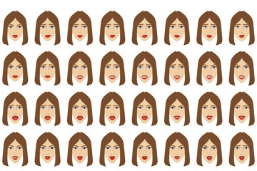 Emotions set. Businesswoman with different emotions and facial expressions.
