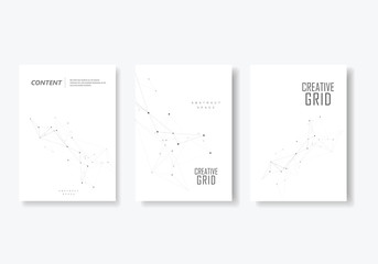 Set vector brochures template with connect design. Abstract technology pattern, compound dots and lines background