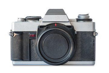 Old camera on white background, isolated