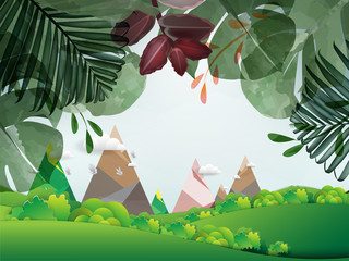 nature background, Birds on the sky with a cloud with Mountain , vector illustration  eps 10