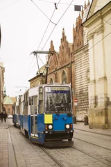 Foto op Canvas Running trams in the city center of Krakow, Poland © juananbarros