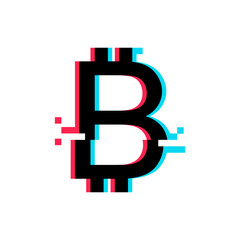 Bitcoin sign in glitch style