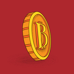 Bitcoin sign icon in sketch style. Vector illustration.