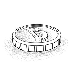 Bitcoin sign icon in sketch style. Vector illustration.