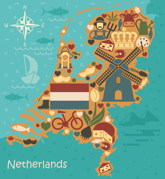 Stylized map of the Netherlands