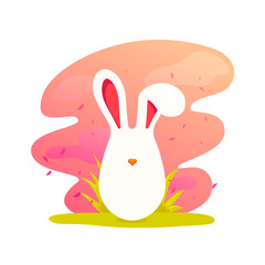 Happy Easter! Cute cartoon Easter bunny