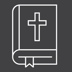 Fototapeta premium Bible line icon, easter and holiday, book sign vector graphics, a linear pattern on a black background, eps 10.