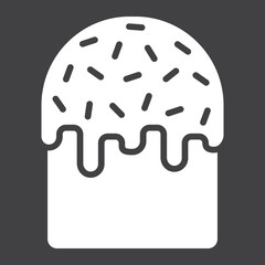 Easter cake glyph icon, easter and holiday, sweet sign vector graphics, a solid pattern on a black background, eps 10.