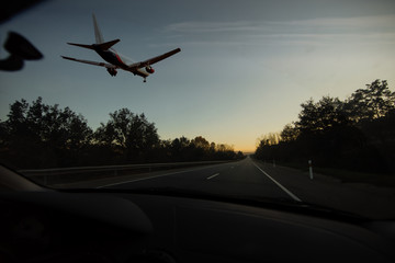 Fototapeta na wymiar Airplane about to land