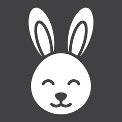 Easter rabbit glyph icon, easter and holiday, bunny sign vector graphics, a solid pattern on a black background, eps 10.