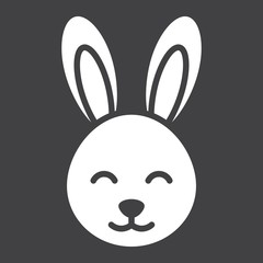 Easter rabbit glyph icon, easter and holiday, bunny sign vector graphics, a solid pattern on a black background, eps 10.