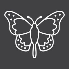 Butterfly line icon, easter and holiday, insect sign vector graphics, a linear pattern on a black background, eps 10.