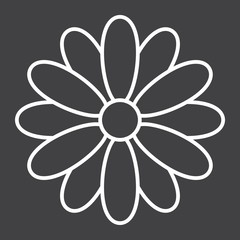 Flower line icon, easter and holiday, nature sign vector graphics, a linear pattern on a black background, eps 10.