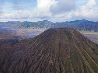 Obraz premium Tengger caldera and Batok mountain, aerial view from drone. Bromo Tengger Semeru National Park, East Java, Indonesia