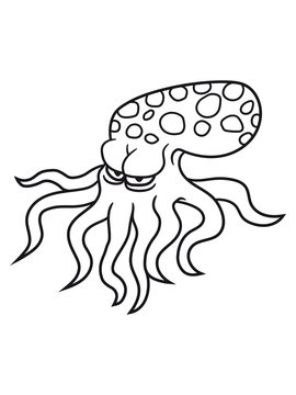 blick b&ouml;se gef&auml;hrlich oktopus tentakel unterwasser tintenfisch riesenkrake kraken comic cartoon design clipart