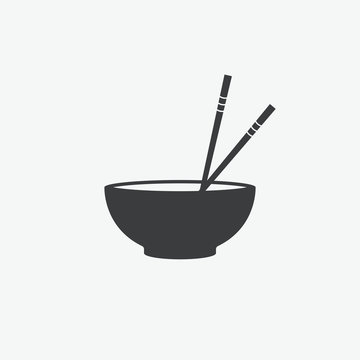 Chopsticks & Bowl Vector Icon