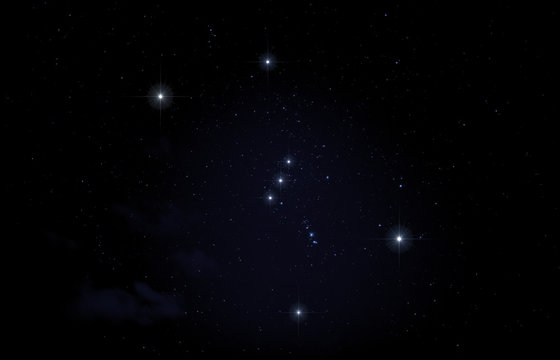 Constellation of Orion in night sky.