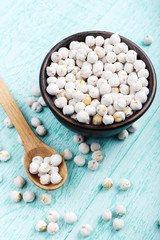 raw chickpeas in a plate