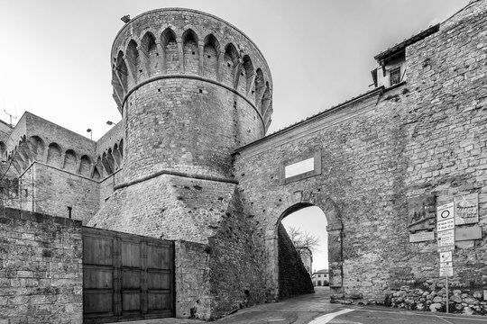 Porta a Selci and Fortezza Medicea, Volterra, Pisa, Tuscany, Italy