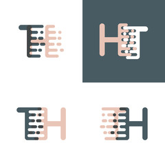 TH letters logo with accent speed pink and gray