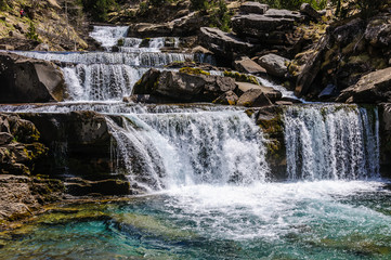 Turquoise Waterfall in Ordesa Valley, Aragon, Spain