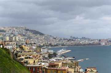 The view of Naples. Cloudy weather