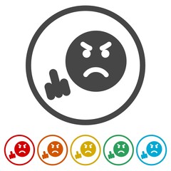 Angry emoticon, emoji, 6 Colors Included