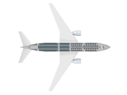 passenger airplane in section top view