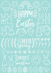 White Easter doodles, vector set
