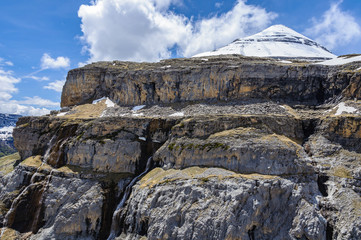 Snowy peak in Ordesa Valley, Aragon, Spain