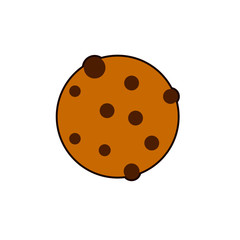 Round cookie icon. Flat illustration of bitten round cookie vector for web isolated on white background EPS