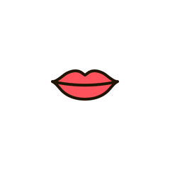 Outline Red Human Lips icon isolated on white background. Line Mouth symbol for website design, mobile application, ui. Editable stroke. Vector illustration. Eps10.