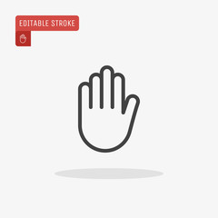Obraz premium Outline Stop hand icon isolated on grey background, for website design, mobile application, ui. Editable stroke. Vector illustration, eps10.