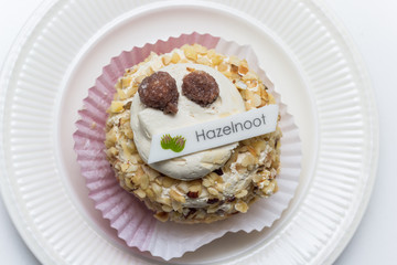 Round piece of hazelnut pie