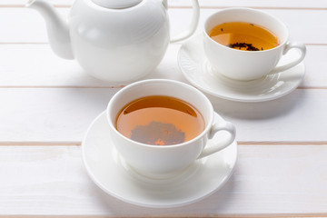 tea on the wooden table