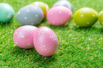 easter eggs on the grass