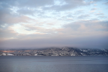 Drammen fjord in wintertime.