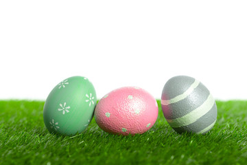 easter eggs on the grass