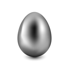 Silver Easter egg on a white background with a light shadow
