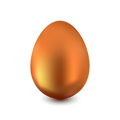 Realistic Easter egg made of red gold on a white background with a light shadow