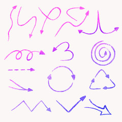 Watercolor illustration of arrows.