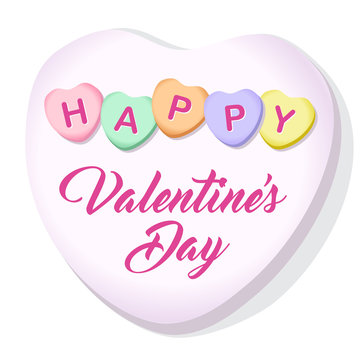 Happy Valentines Day Candy Hearts Square Vector Illustration 2